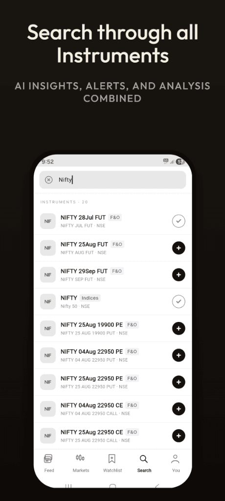 Search through all Instruments - AI insights, alerts, and analysis combined